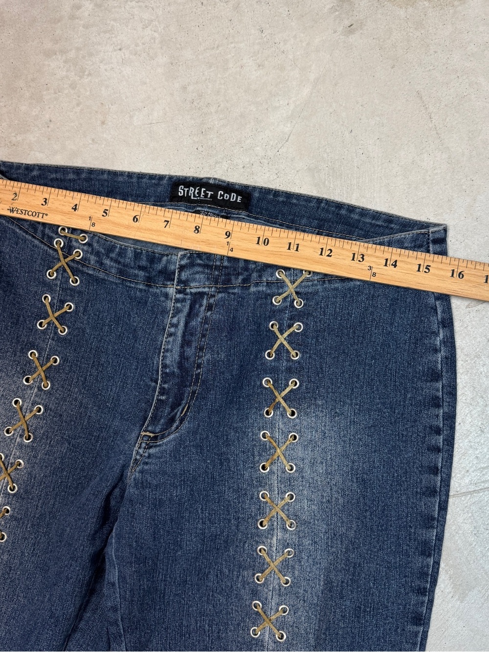 Street Code Corset Lace-Up Flare Jeans - Picture 6 of 7